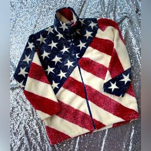 Rare black mountain American flag Sherpa jacket